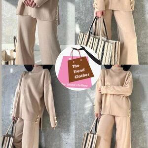 Turkish knit wool set amazing with gold buttons free size fits from s to xl